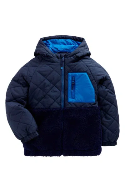Mini Boden Kids' Quilted Borg Jacket In Blue