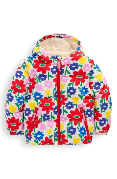 Mini Boden Kids' Quilted Fleece Lined Hooded Jacket In Multi