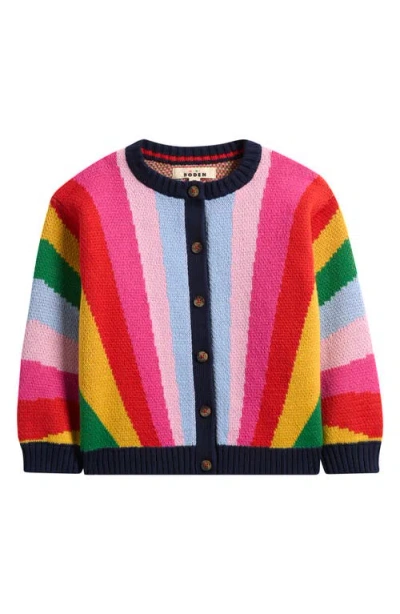 Mini Boden Kids' Rainbow Cotton & Wool Blend Jacquard Cardigan In Multi