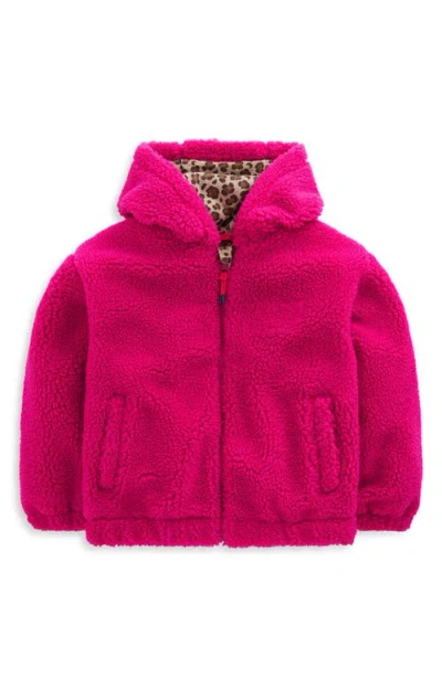 Mini Boden Kids' Relaxed Hooded Fleece Jacket In Pink