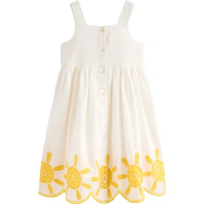 Mini Boden Kids' Remy Cotton Button-up Sundress In Ivory Sunshine