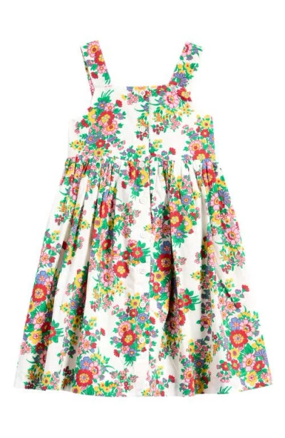 Mini Boden Kids' Remy Floral Cotton Button-up Dress In Ivory Flower Bunch