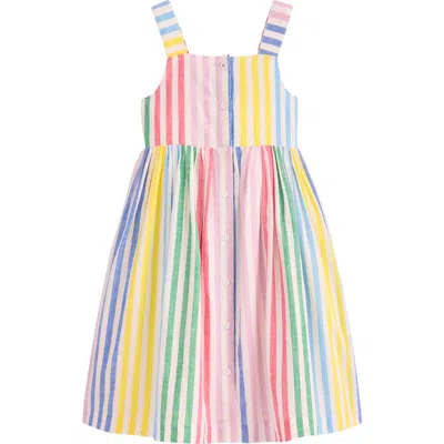 Mini Boden Kids' Remy Stripe Cotton Button-up Sundress In Pink Multi Stripe