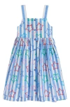 Mini Boden Kids' Remy Stripe Star Embroidered Cotton Button-up Sundress