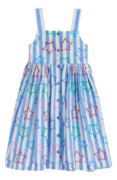 Mini Boden Kids' Remy Stripe Star Embroidered Cotton Button-up Sundress