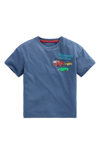 Mini Boden Kids' Rescue Vehicles Cotton Graphic T-shirt In Blue