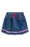 Mini Boden Kids' Rickrack Trim Denim Skirt In Blue