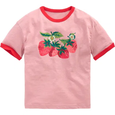 Mini Boden Kids' Ringer Cotton Graphic T-shirt In Pink