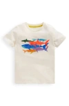 Mini Boden Kids' Riso Shark Graphic T-shirt In Soft Ivory Sharks
