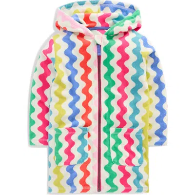 Mini Boden Kids' Romie Print Terry Hooded Cover-up Dress In Multi