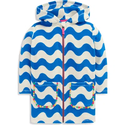 Mini Boden Kids' Romie Terry Hooded Cover-up Dress In Blue
