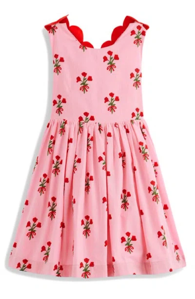 Mini Boden Kids' Rose Print Heart Cross Back Dress In Multi