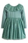 Mini Boden Rose Twirly Tulle Dress Eucalyptus Gold Stars Girls Boden In Eucalyptus Gold Stars