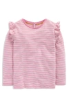 Mini Boden Kids' Ruffle Slub Top In Pink