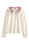 Mini Boden Kids' Ruffle Trim Cotton T-shirt In White