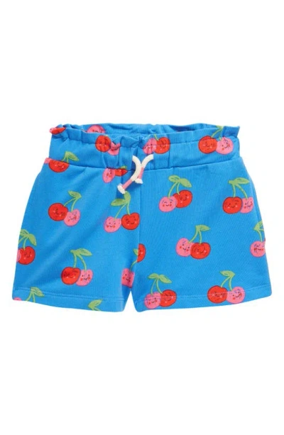 Mini Boden Kids' Ruffle Waist Shorts In Cabana Blue Cherries