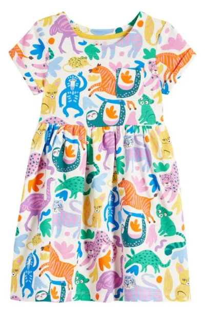 Mini Boden Kids' Short-sleeved Fun Jersey Dress Multi Safari Friends Girls Boden