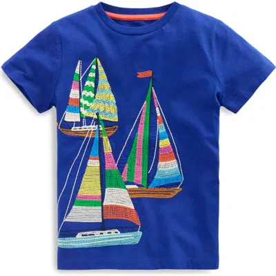 Mini Boden Kids' Sailboat Superstitch T-shirt In Blue