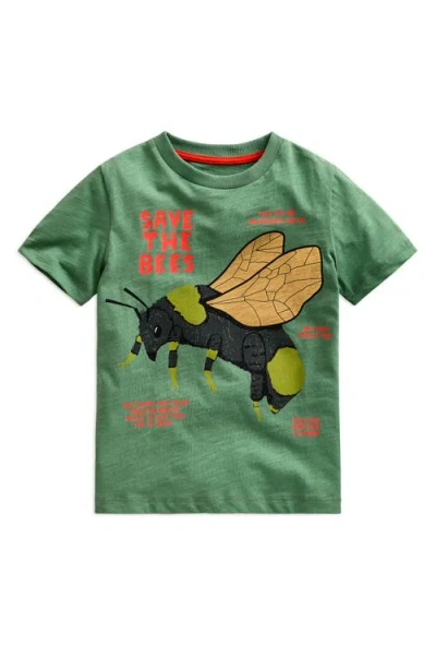 Mini Boden Kids' Save The Bees Foil Graphic T-shirt In Rosemary Green Bee