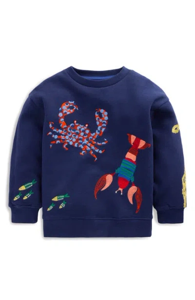Mini Boden Kids' Sea Embroidered Sweatshirt In Blue