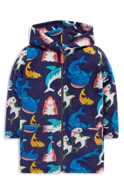 Mini Boden Kids' Shark Terry Cloth Full Zip Hoodie In Multi