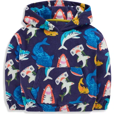 Mini Boden Kids' Shark Terry Hoodie In Blue
