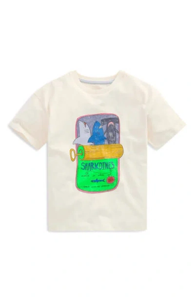 Mini Boden Kids' Sharkdines Cotton Graphic T-shirt In Neutral