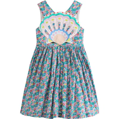 Mini Boden Kids' Shell Appliqué Floral Cotton Dress In Multi Flowerbed Shell