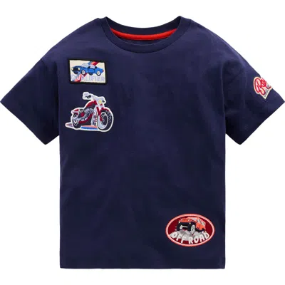 Mini Boden Kids' Short Sleeve Badge T-shirt In Blue
