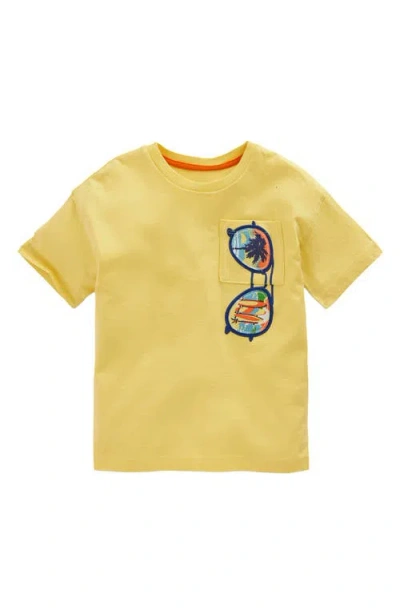 Mini Boden Kids' Short Sleeve Badge T-shirt In Yellow