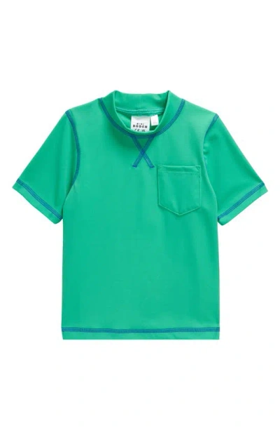 Mini Boden Kids' Short Sleeve Rashguard In Pea Green