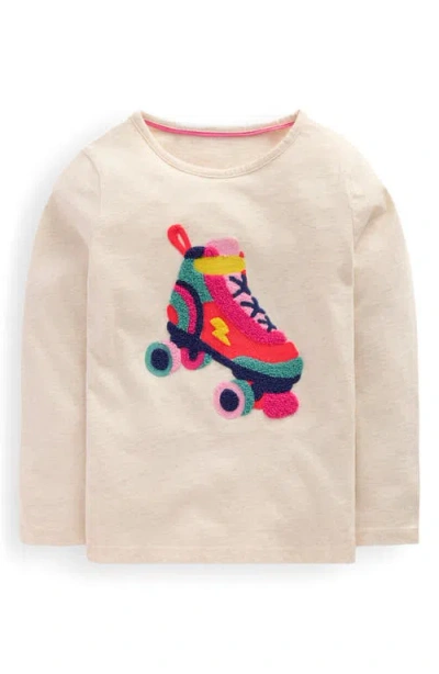 Mini Boden Kids' Skate Bouclé Long Sleeve Cotton Graphic T-shirt In Neutral