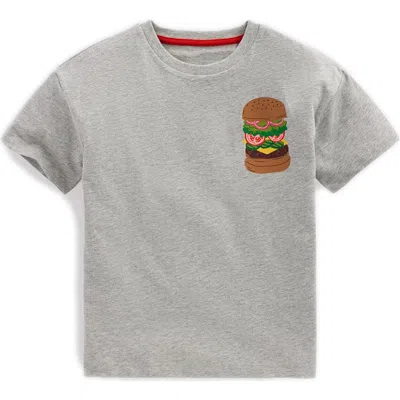 Mini Boden Kids' Stacked Burger Graphic Cotton T-shirt In Gray