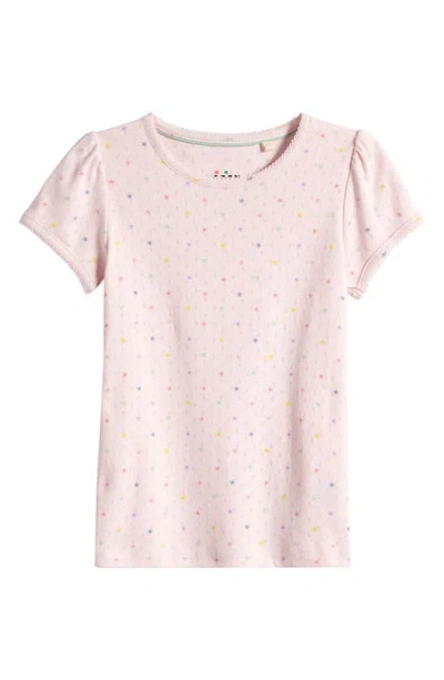 Mini Boden Kids' Star Pointelle T-shirt In French Pink Star Spot