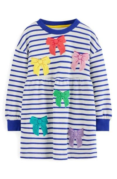 Mini Boden Kids' Stripe Bow Appliqué Cotton Graphic Tank In Ivory/starboard Stripe Bows