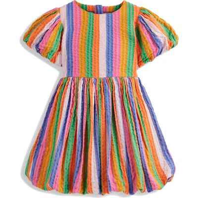 Mini Boden Kids' Stripe Bubble Hem Seersucker Dress In Multi