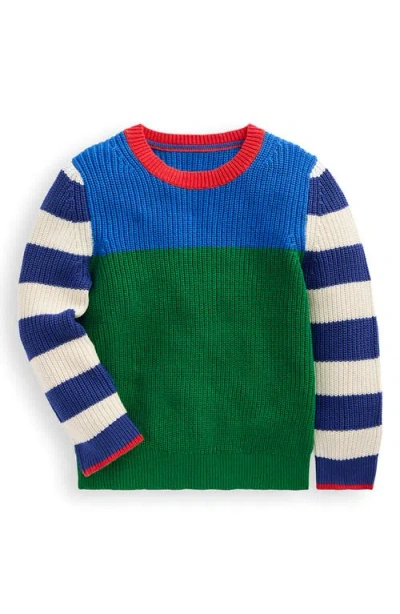 Mini Boden Kids' Stripe Colorblock Cotton Crewneck Sweater In Multi