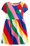 Mini Boden Heart Pocket Fun Jersey Dress Rainbow Wave Girls Boden In Rainbow Wave