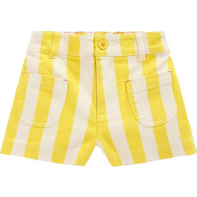 Mini Boden Kids' Stripe Cotton Shorts In Pineapple Yellow Stripe