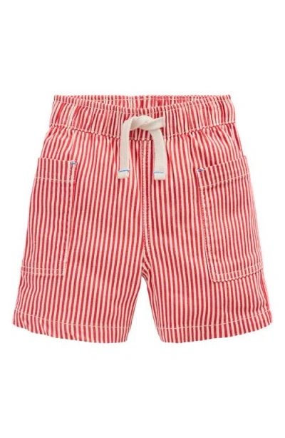 Mini Boden Kids' Stripe Cotton Shorts In Red