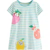 Shop Mini Boden Kids' Stripe Critter Appliqué Cotton Graphic Tunic In Caribbean Blue Animals