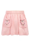 Mini Boden Kids' Stripe Floral Embroidered Cotton Seersucker Skirt In Cosmos Pink Daisy Chain