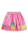 Mini Boden Kids' Stripe Fruit Appliqué Cotton Graphic Skirt