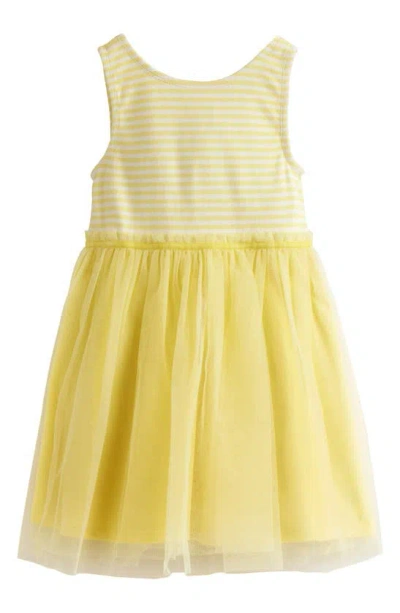 Mini Boden Kids' Stripe Jersey & Tulle Tank Dress In Spring Yellow / Ivory Stripe