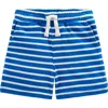 Shop Mini Boden Kids' Stripe Lobster Appliqué Terry Cloth Graphic Sweat Shorts In Blue And Ivory Lobster