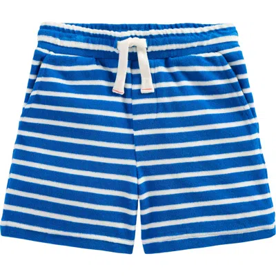 Mini Boden Kids' Stripe Lobster Appliqué Terry Cloth Graphic Sweat Shorts In Blue