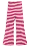Mini Boden Kids' Stripe Rib Knit Flare Leggings In Red
