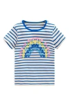 Mini Boden Kids' Stripe Shell Appliqué Cotton Graphic T-shirt In Blue