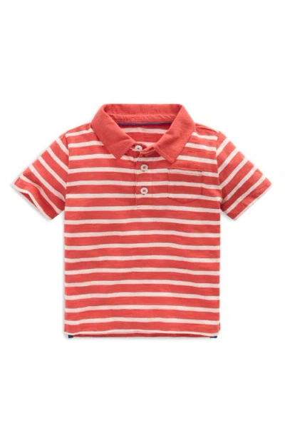 Mini Boden Kids' Stripe Slub Jersey Polo In Red