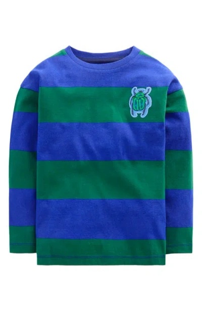 Mini Boden Kids' Striped Long Sleeve T-shirt In Blue